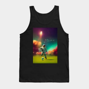 Astronaut play soccer football in space Tank Top